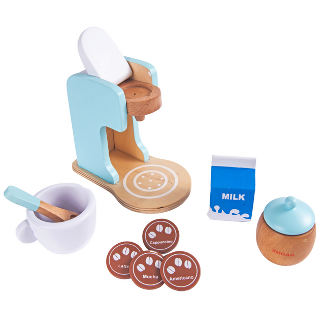 Nesta Toys Wooden Coffee Maker Toy (Blue), Kitchen Cooking Toy, Pretend Play (3+ Years) - 9 Pcs Main Image