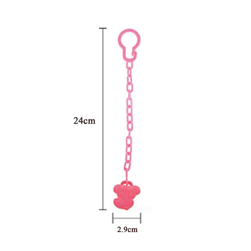 Safe-O-Kid Animal Design Silicone Pacifier/Soother With Holder Chain And Clip, Pink