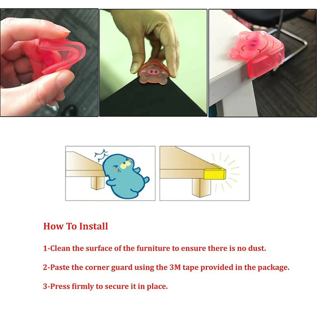 Safe-O-Kid Set Of 4 Cushioned Corner Guard Protection in cute Tiger Design - Yellow Main Image