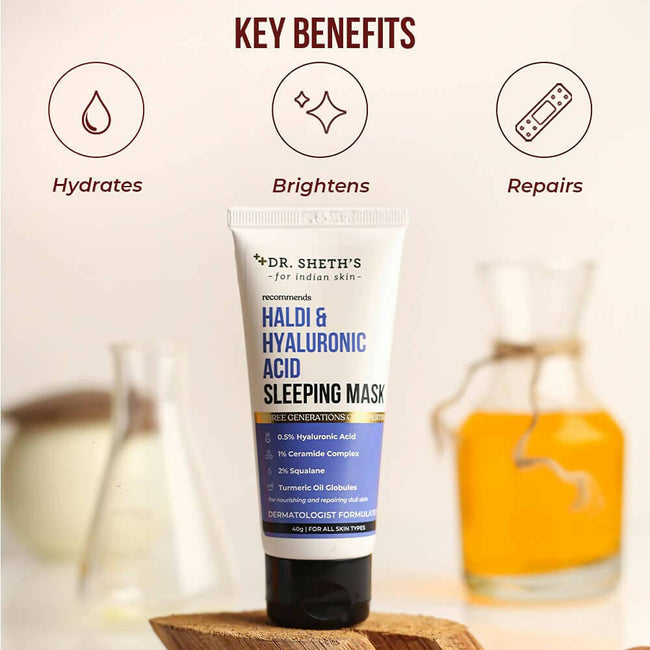 Dr. Sheth's Haldi & Hyaluronic Acid Sleeping Mask Cream For Even Tone, Acne, Dullness & Hydration, For All Skin Types - Limited Time Offer Main Image