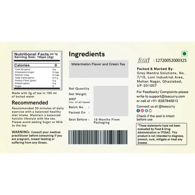 Teacurry Watermelon Green Tea Bags Main Image