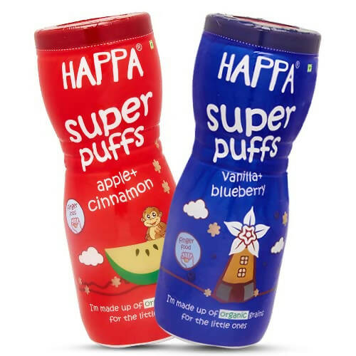 Happa Organic Multigrain Vanilla Blueberry & Apple Cinnamon Melts Super Puffs Combo (8 Months+) Hover Image