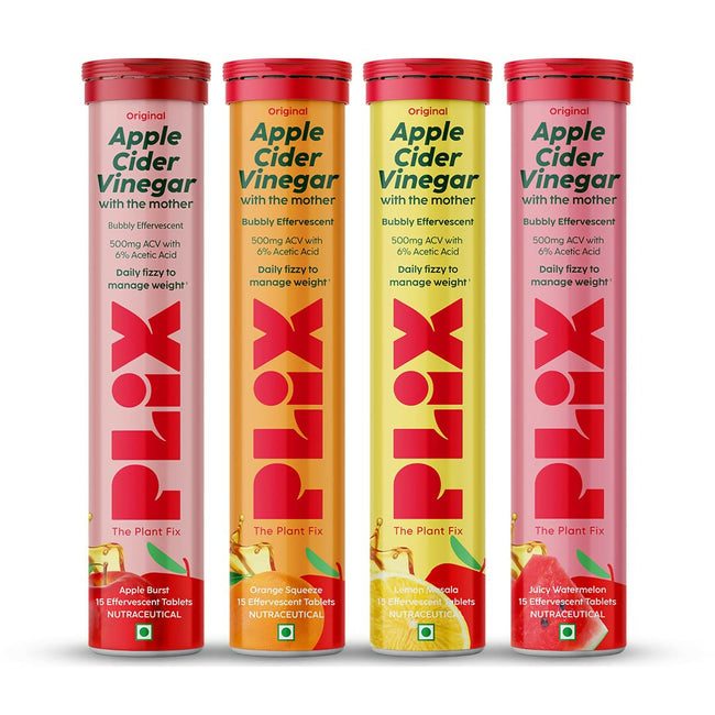 PLIX The Plant Fix Apple Cider Vinegar Effervescent Tablet with Mother - Multi Flavor Hover Image