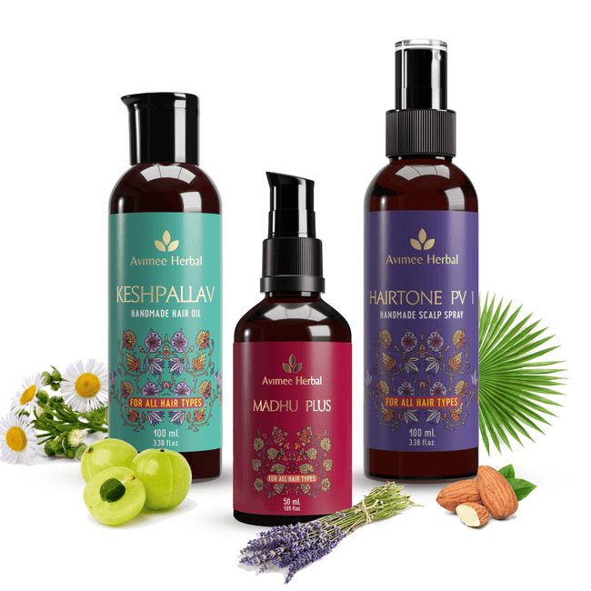 Avimee Herbal Anti-Hair Fall Kit - Oil, Scalp Spray, and Serum, Controls Hair Fall and Nourishes Hair Root Hover Image