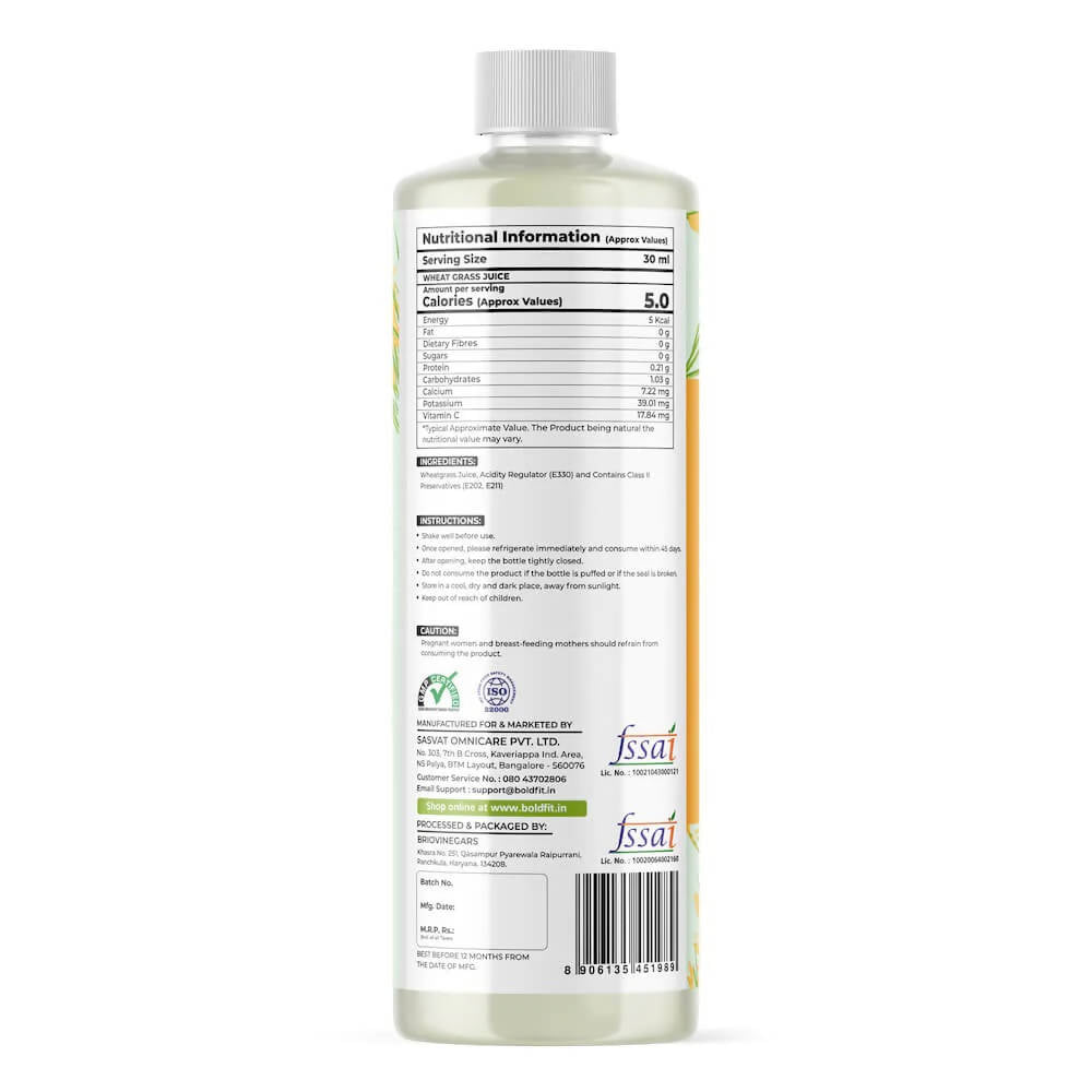 Boldveda Cold Pressed Wheatgrass Juice