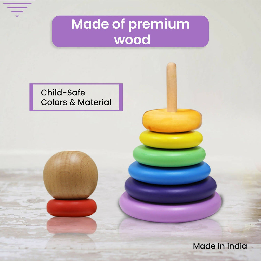 Matoyi Rainbow Colored Ring Stacker Toy For Kids