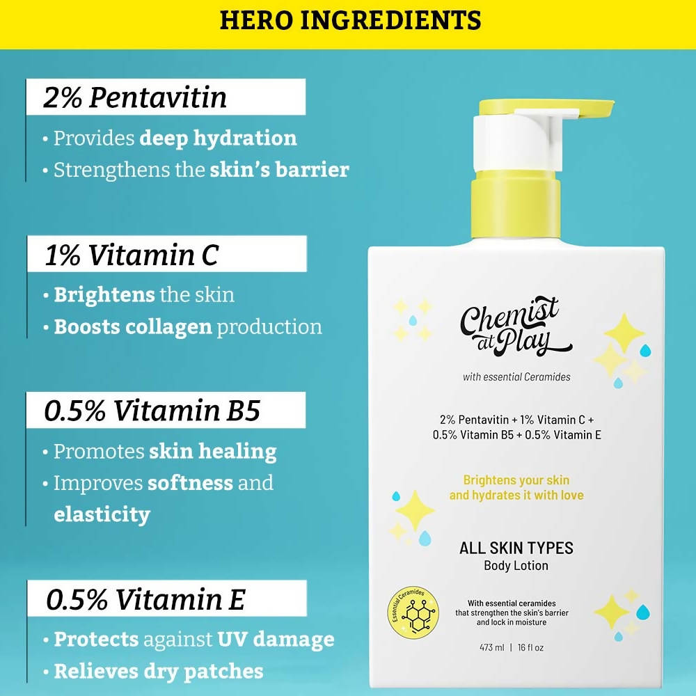 Chemist At Play All Skin Types Body Lotion, Replenishes Dry & Rough Spots of the Skin