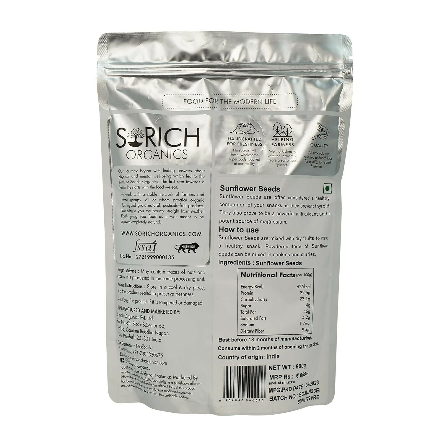 Sorich Organics Raw USDA Organic Sunflower Seeds