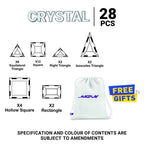 Kipa MagPlay Crystal 28 Pieces Magnetic Tiles, Set, Constructing and Creative Learning Educational Stem Toy with Smart Outdoor BagPack for Kids