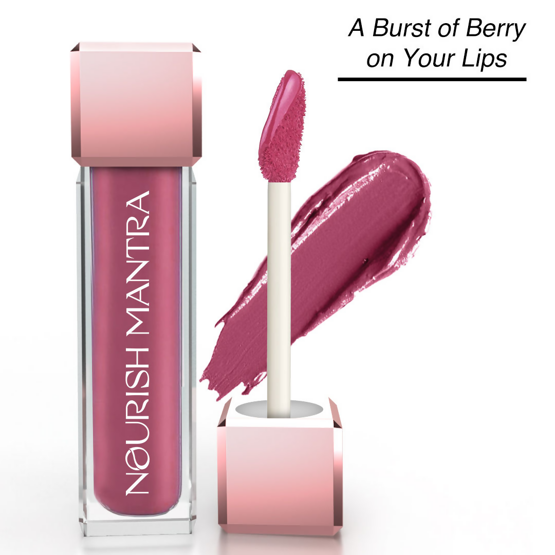 Nourish Mantra Liquid Lipstick Creamy Matte with SPF / Water Proof, Smudge Proof Shade-Berry Dhamaka