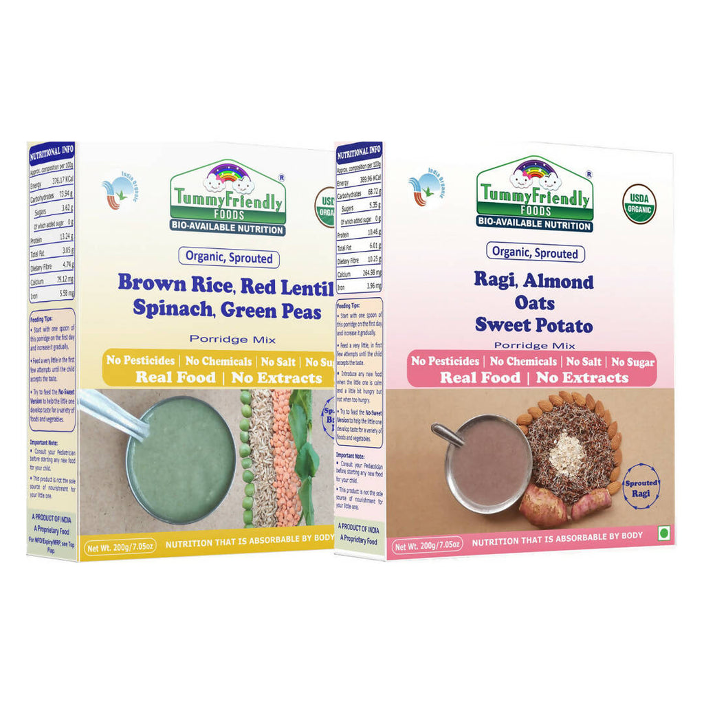 TummyFriendly Foods Stage3 Porridge Mixes for 8 Months Old Baby Ragi, Brown Rice Combo