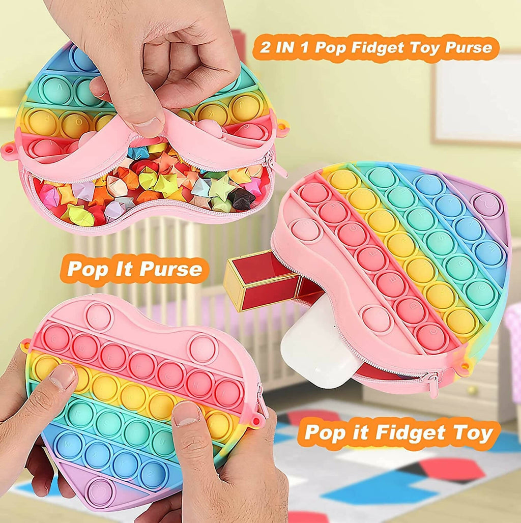 Sardar Ji Ki Dukan Pop It Sling Bag ? Heart Shape Pop It Cross Body Bag For Kids, Birthday Gift For Girls Pouch For Girls (Set 1, Multicolor)