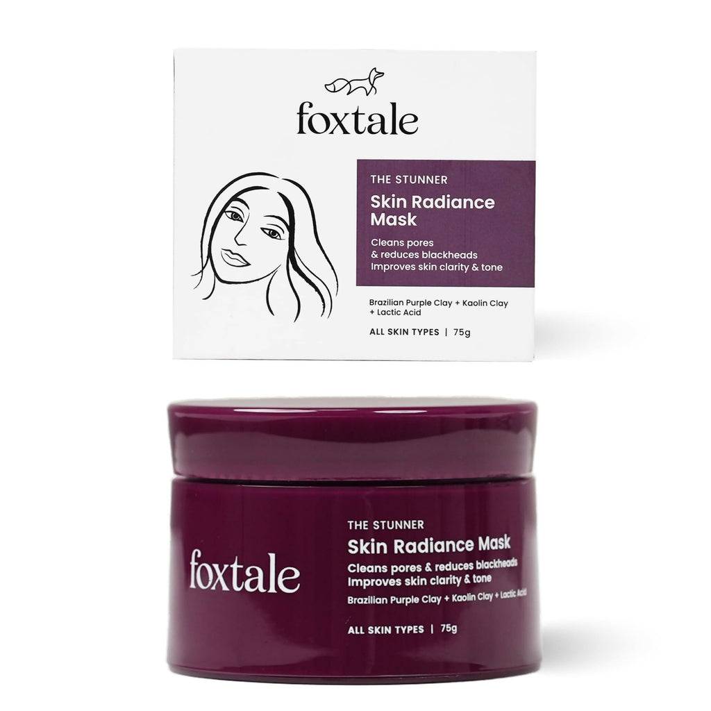 Foxtale De-Tan Face Mask For Glowing Skin - Clay Mask with Lactic Acid For Tan Removal, Reduction in Blackheads, Instant Brightening