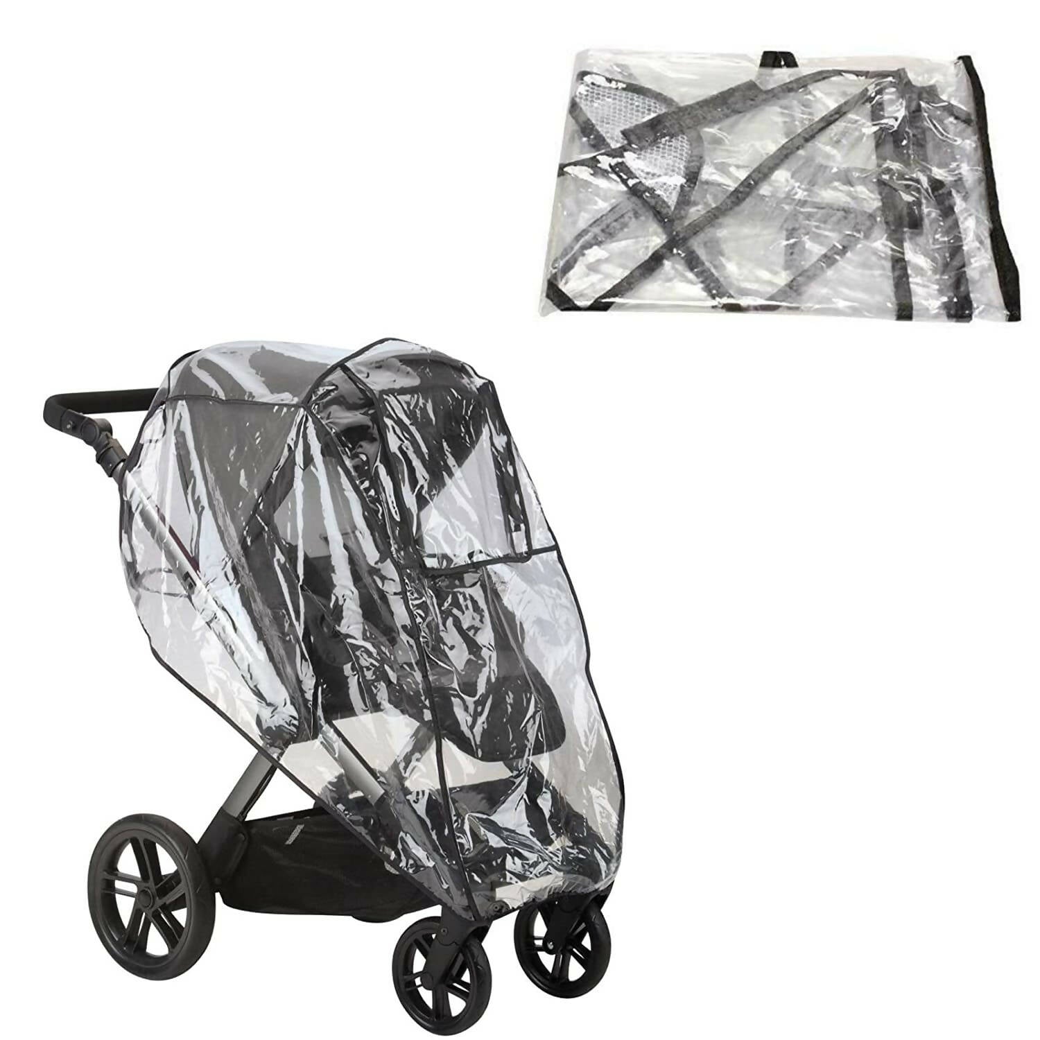 Safe-O-Kid Waterproof Transparent Rain Cum Shield Cover for Baby Pram & Strollers