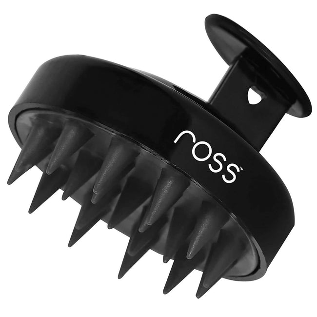 Ross Round Hair Scalp Manual Massager Black Shampoo Brush Hover Image