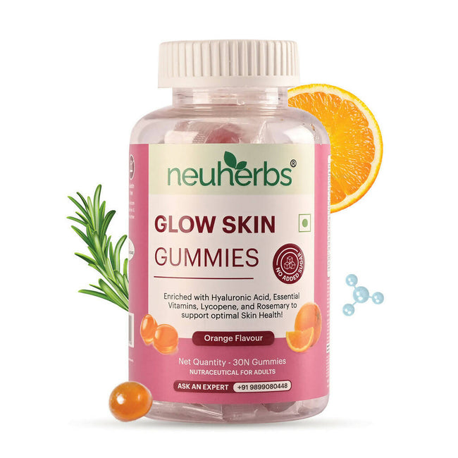 Neuherbs Glow Skin Gummies (No Added Sugar) - Orange Flavor Hover Image