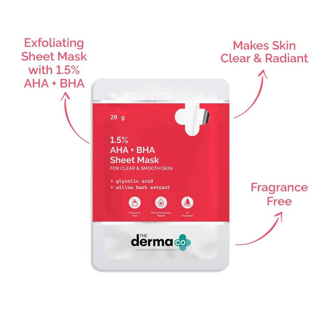 The Derma Co 1.5% AHA + BHA Sheet Mask Main Image