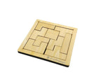 Kraftsman Portable Wooden Tetris Puzzle | 9 Pieces Puzzle 6x6 Board for Kids and Adults | Travel Pouch Included