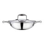 Vinod Platinum Triply Stainless Steel Kadai With Lid