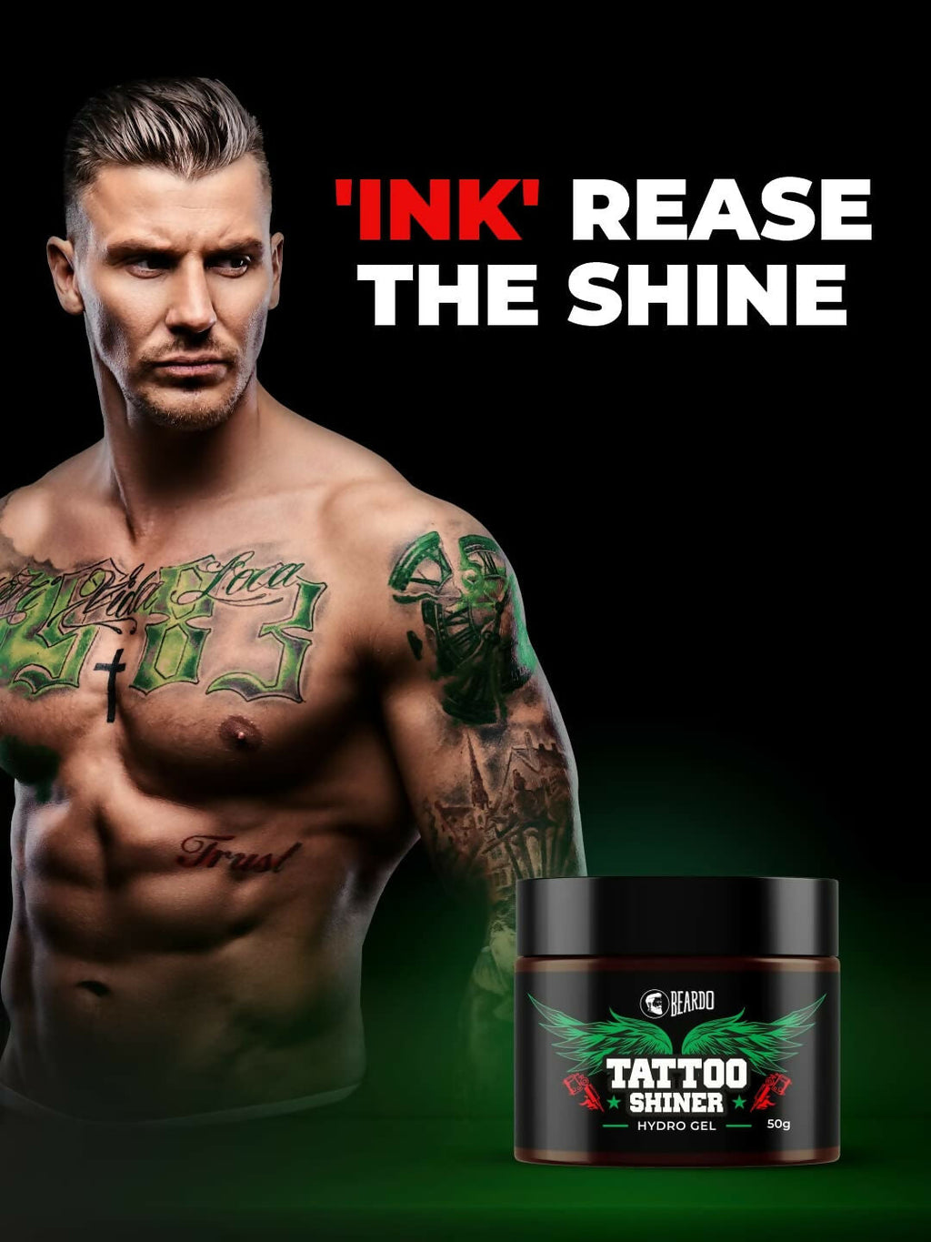 Beardo Tattoo Shiner Gel - Hydro Gel Heals & Maintains Tattoo Ink