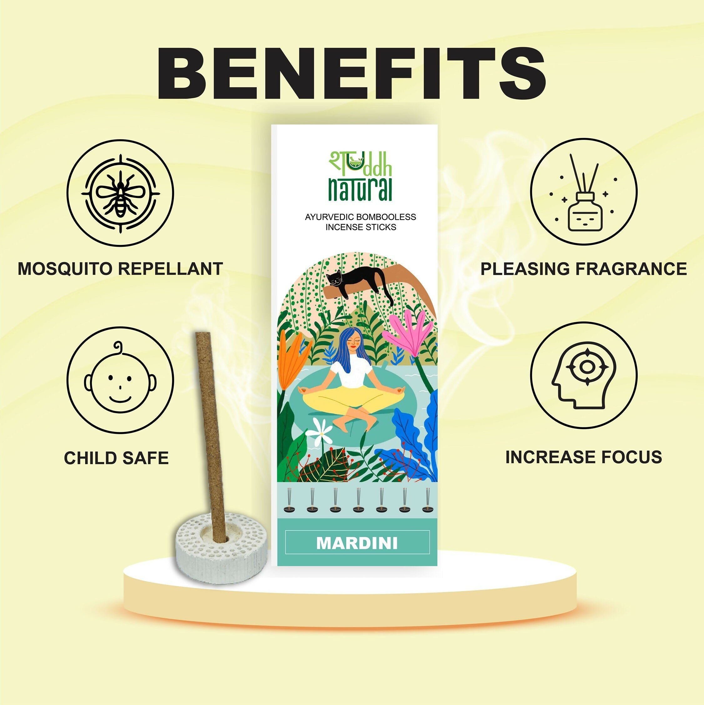 Shuddh Natural Lemongrass & Eucalyptus Bambooless Incense Sticks