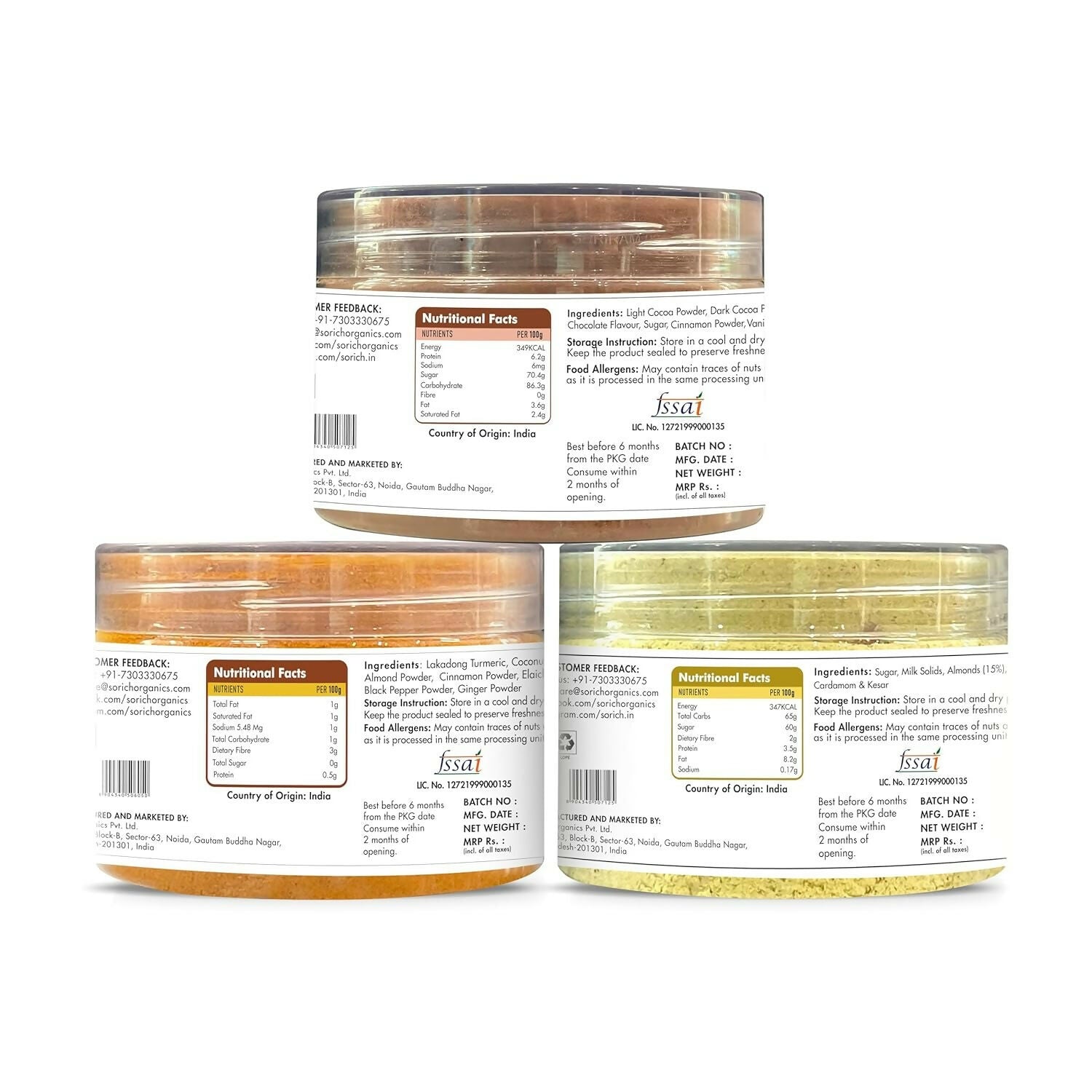 Sorich Organics Chocolate Badam Milk Golden Latte Jars Combo