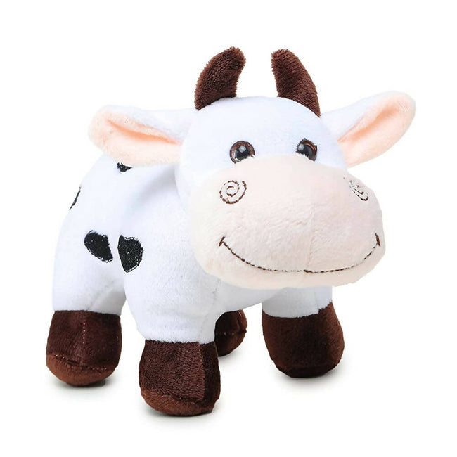 Webby Plush Standing Cow with Smiling Face Stuffed Soft Toy for Kids Hover Image