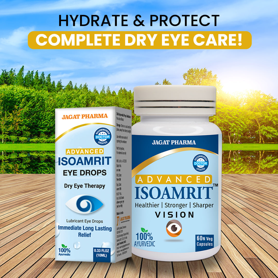 Jagat Pharma Iso Amrit Eye Drop + Iso Amrit Capsules Combo: Dual Action Relief From Dry Eyes