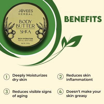 Jovees Shea Body Butter for Dry & Rough Skin Deep Nourishment, Non-Sticky