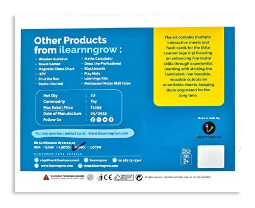 iLearnngrow Hindi Learning Kit - Activity Book for Kids to Learn Hindi Language with 15 Interactive Worksheets for Age 4 - 6 years