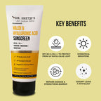 Dr. Sheth's Haldi & Hyaluronic Acid Sunscreen SPF 50+ | UVA/UVB & Blue Light Protection | Hydrating