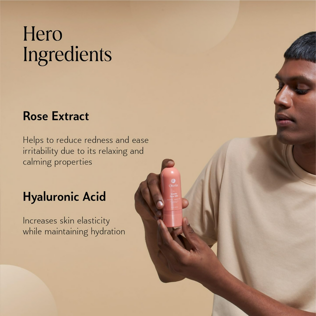 Oteria Luxury Rosette Face Mist Toner with Rose Water & Hyaluronic Acid, Toning Solution For Glowing Skin