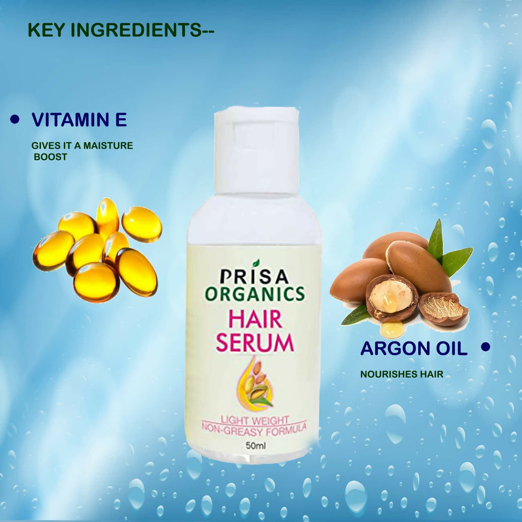 Prisa Organics Hair Serum With Argan Oil & Vitamin E - Promotes Hair Growth, Prevents Hair Loss and Thinning