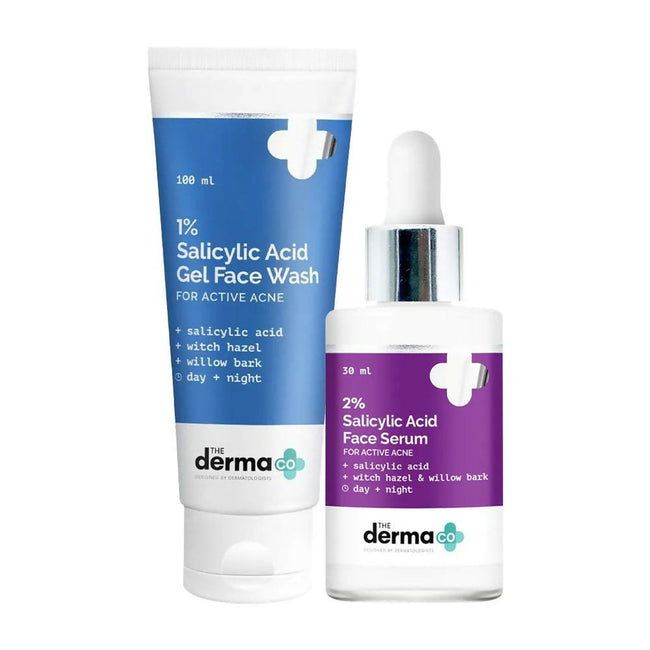The Derma Co Anti-Acne Regimen Combo - 1% Salicylic Acid Gel Face Wash (100 ml) + 2% Salicylic Acid Serum Hover Image