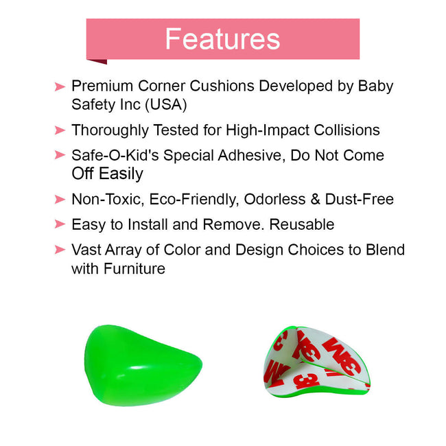 Safe-O-Kid Tear Drop Colourful Corner Caps Green For Kids Protection Main Image