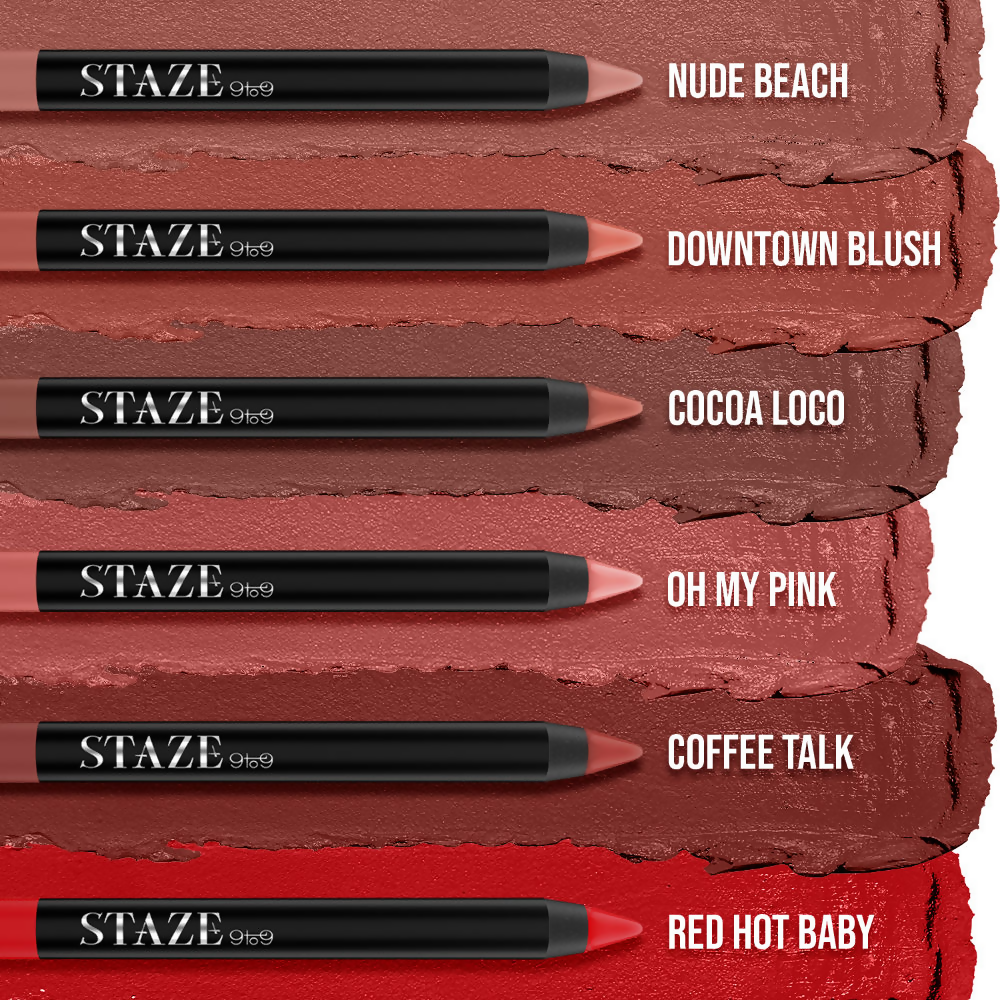 Staze 9 To 9 Pout On Matte And Smudgeproof Lip Crayon - 10 Royally Ruby