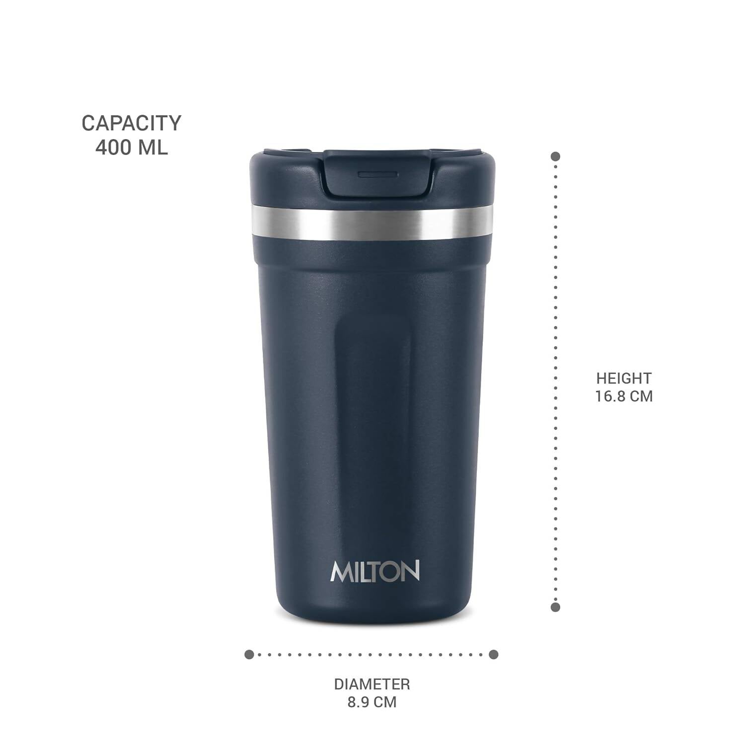 Milton Corral Thermosteel Insulated Coffee Mug Tumbler - 400ml (Navy Blue)