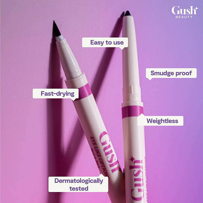 Gush Beauty Dual Ended Kajal & Felt-Tip Liner, Matte Finish Waterproof 2 in 1 - Black Main Image