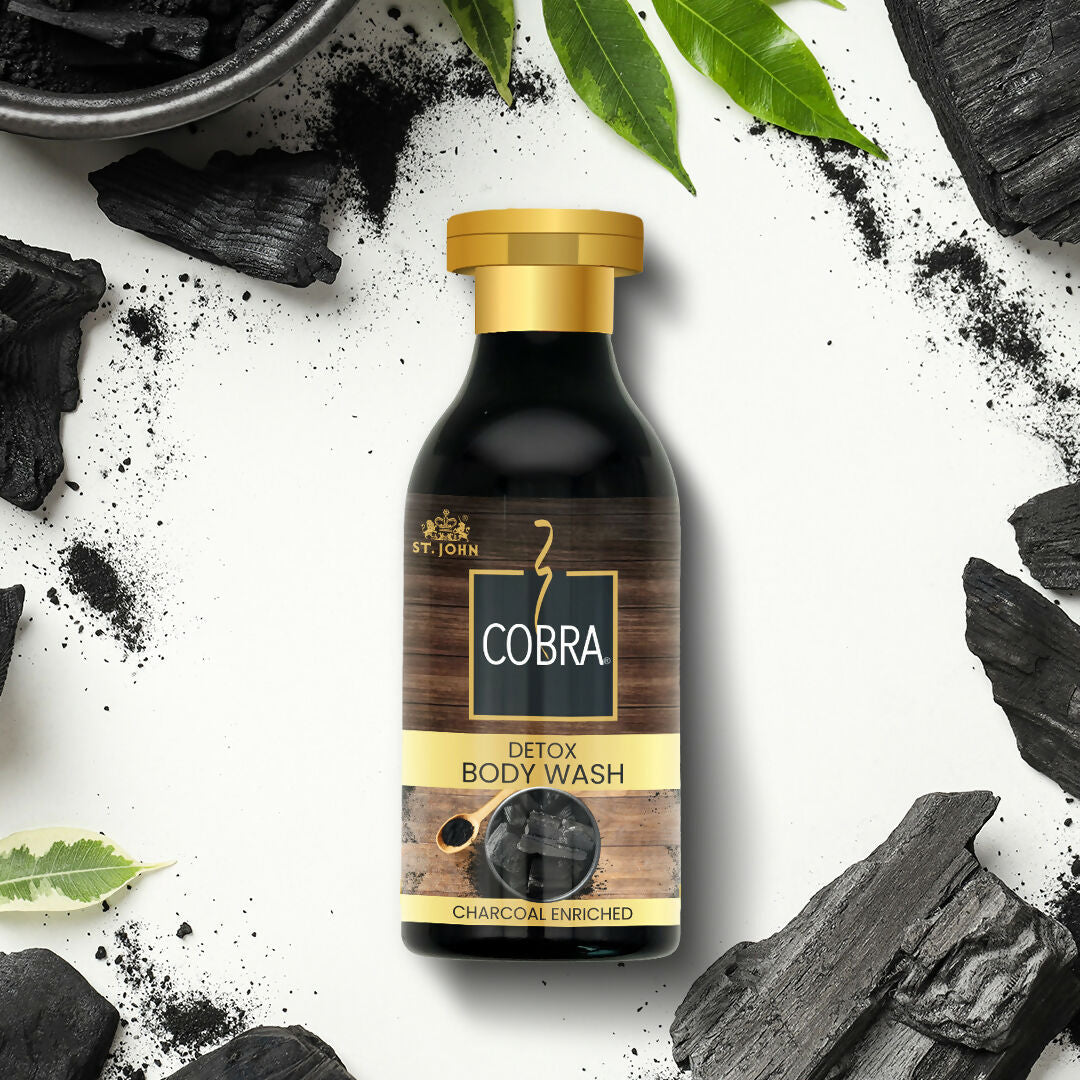ST.JOHN Cobra Activated Charcoal Enriched Body Wash for Deep Cleansing, Detox & Refreshing Fragrance For All Skin Types
