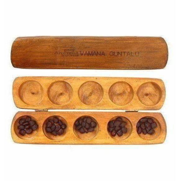 Ancient Living Vamana Guntalu / Pallanghuzi / Mancala wooden Board Game Hover Image