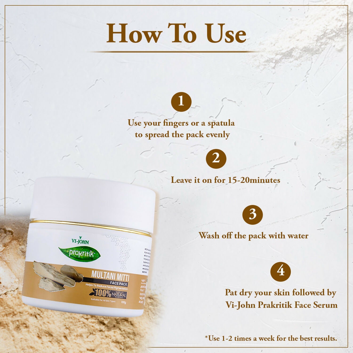 VI-JOHN Prakritik Multani Mitti Face Pack Controls Sebum Made With 100% Natural Bio Actives