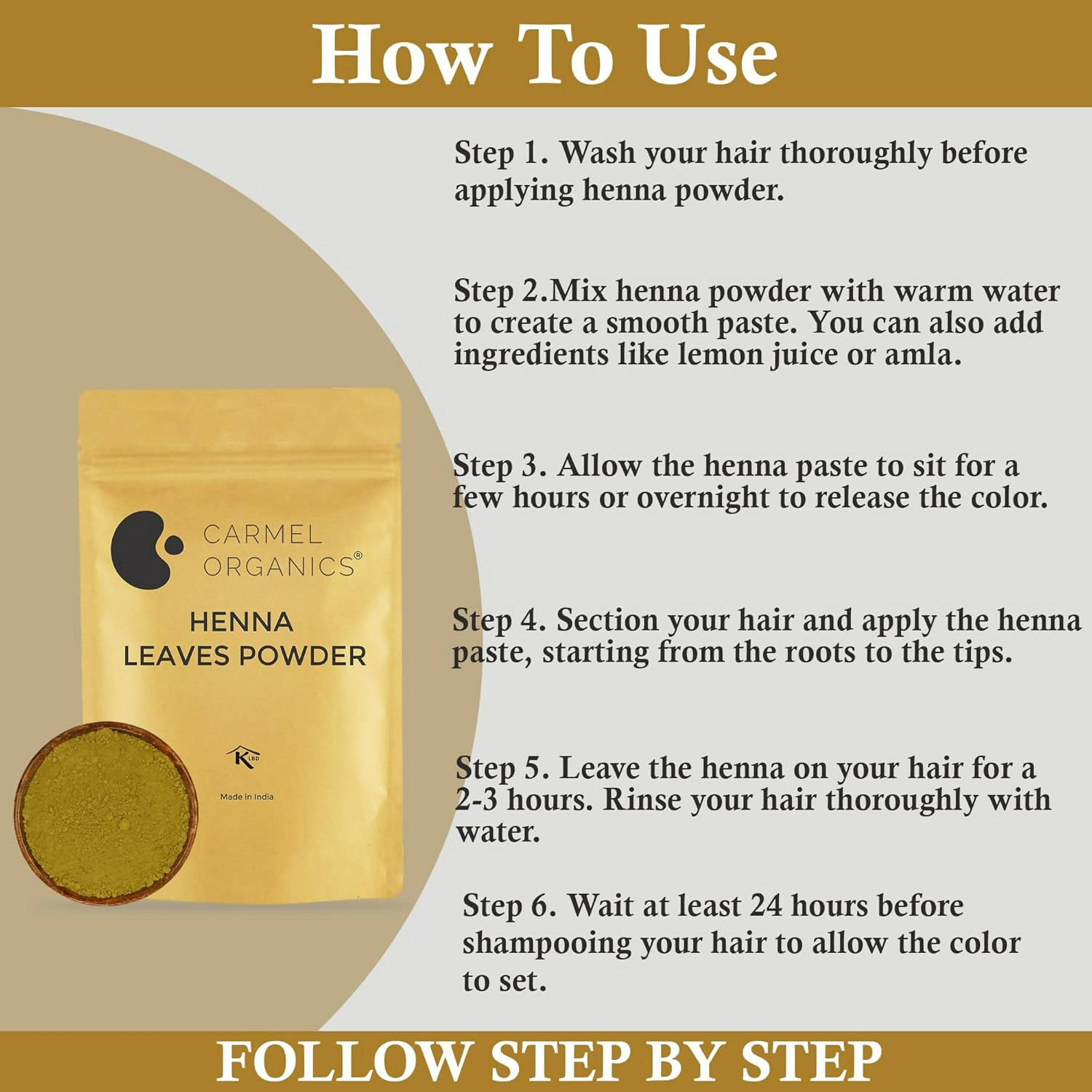 Carmel Organics Henna Leaves Powder For Hair Color