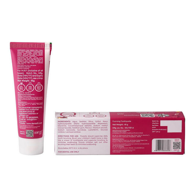 Dente91 Kids Toothpaste Protects Against Dental Caries & Hypersensitivity Fluoride Free Strawberry Flavour Main Image