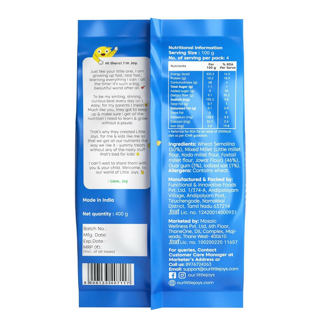 Little Joys Multi Millet Macaroni Pasta No Maida, Zero Trans Fat & 100% Multi Millet Main Image