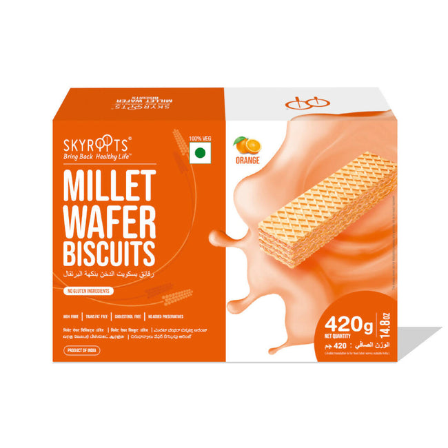 Skyroots Millet Wafer Biscuit Orange Hover Image