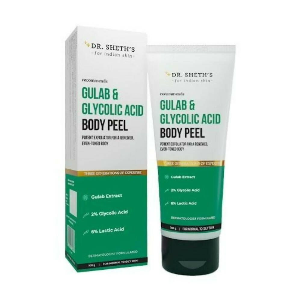Dr. Sheth's Gulab & 2% Glycolic Acid Body Peel For Glowing Skin & Tan Removal, For Normal to Oily Skin
