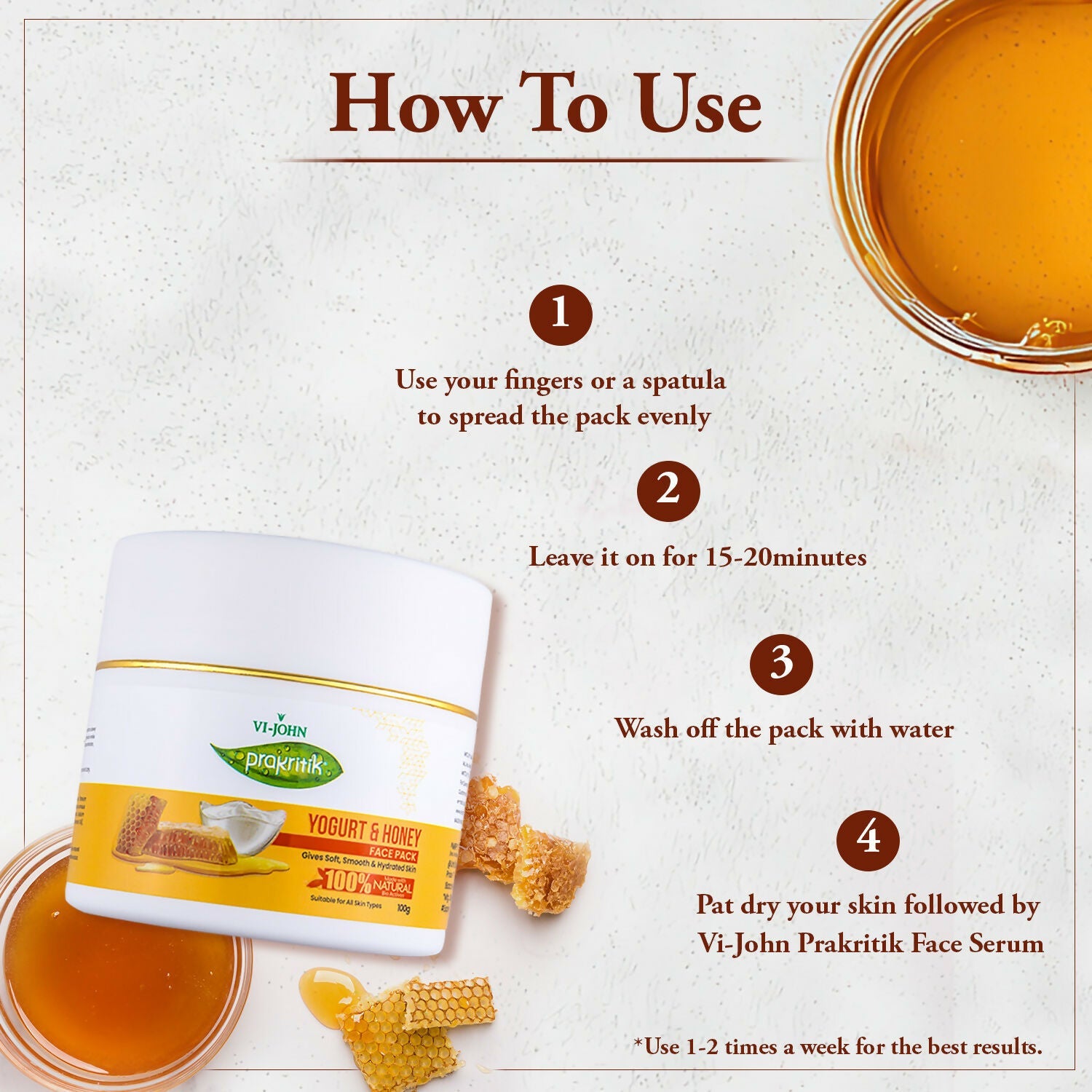 VI-JOHN Prakritik Yogurt & Honey Face Pack Restoresgmlow, Made With 100% Natural Bio Actives