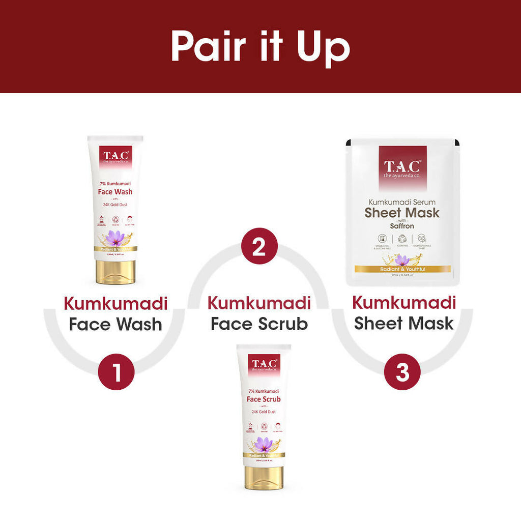 TAC - The Ayurveda Co. Kumkumadi Serum Sheet Mask | with Saffron | for Nourished & Moisturized Skin