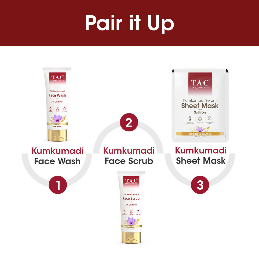 TAC - The Ayurveda Co. Kumkumadi Serum Sheet Mask | with Saffron | for Nourished & Moisturized Skin