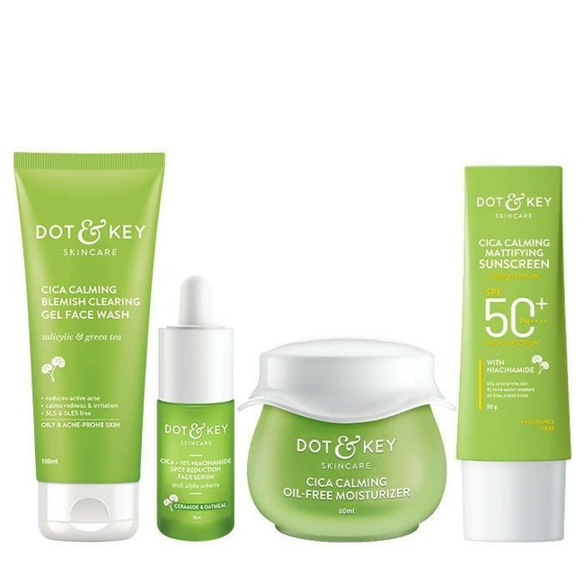 Dot & Key Cica + Niacinamide C + E CSMS (Cleanser, Serum, Moisturizer, Sunscreen) Routine for Oily & Acne Prone Skin Hover Image